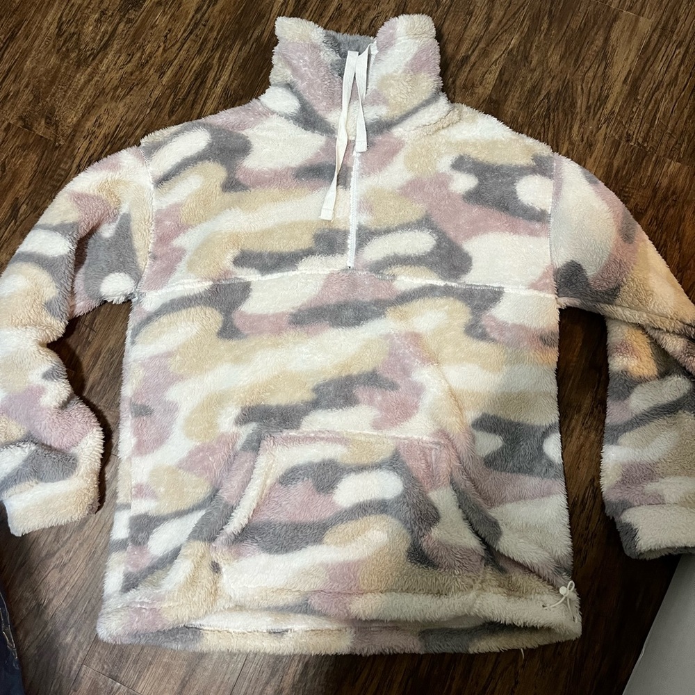 SO brand/ fuzzy quarter zip sweater